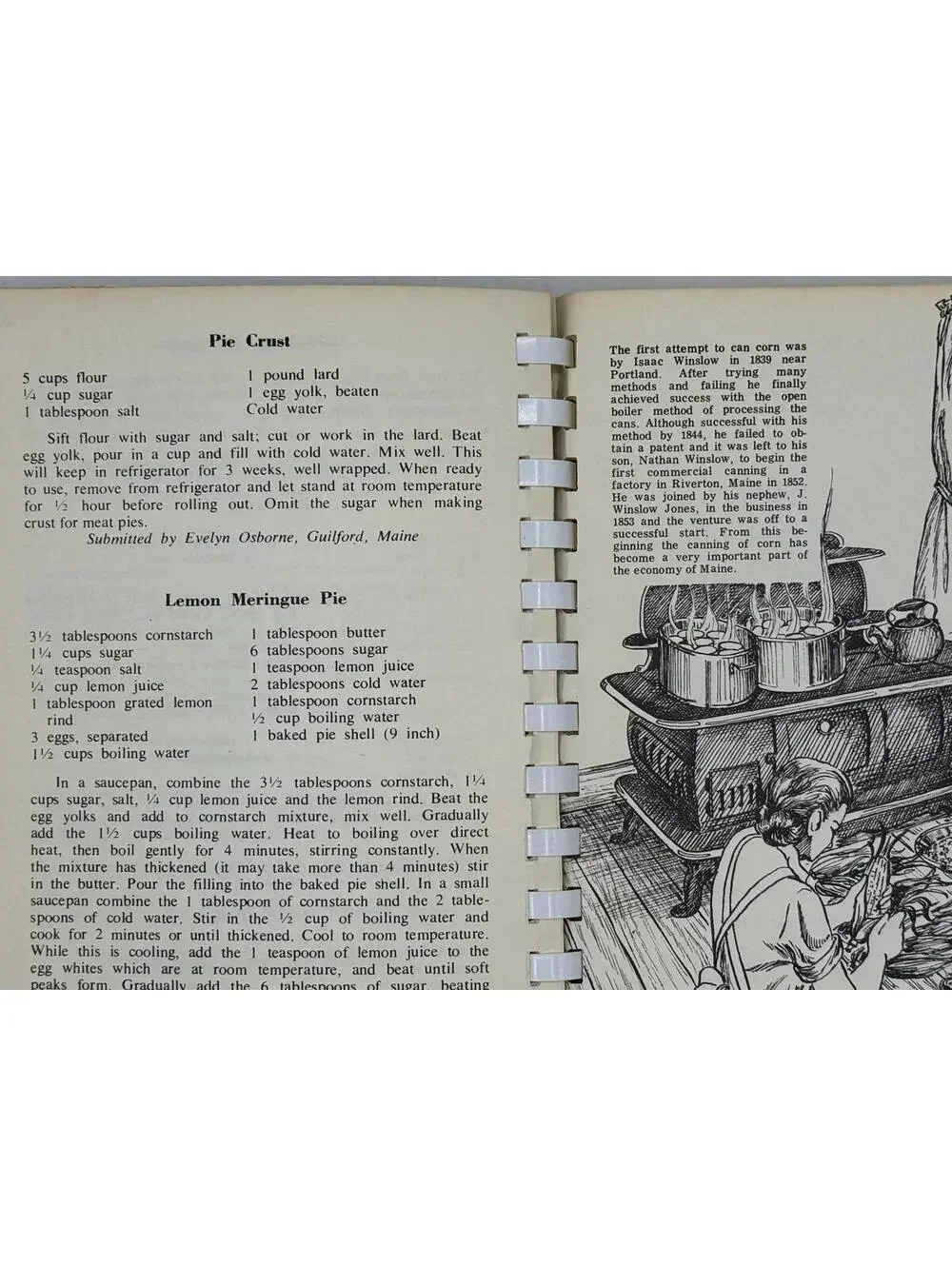 Vintage 1969 Maine's Jubilee Cookbook, Local Recipes Spiral Fundraiser Cookbook